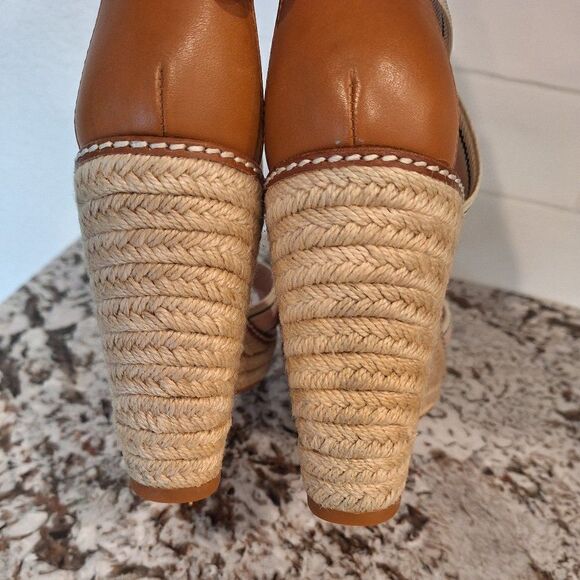 Tory Burch Frieda Platform Wedge‎ Espadrille Open Toe Sandals Heels  size 10M - Picture 4 of 12